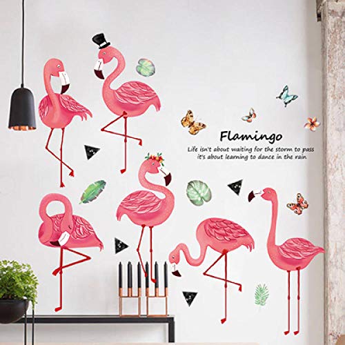 Nordic Style Sleek Minimalist Bedroom Bedside Stickers Hand-Painted Flamingo Wall Stickers Pvc Little Fairy Room 140X76Cm