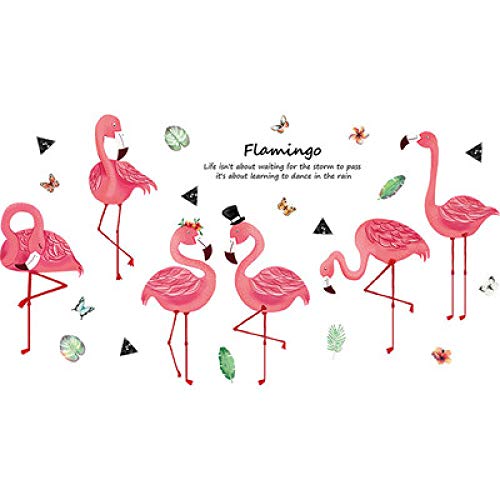 Nordic Style Sleek Minimalist Bedroom Bedside Stickers Hand-Painted Flamingo Wall Stickers Pvc Little Fairy Room 140X76Cm