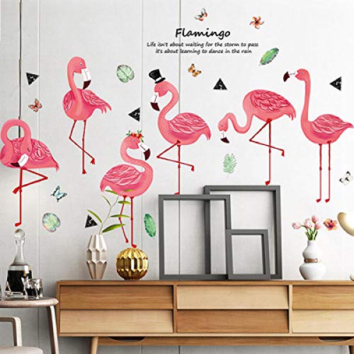 Nordic Style Sleek Minimalist Bedroom Bedside Stickers Hand-Painted Flamingo Wall Stickers Pvc Little Fairy Room 140X76Cm