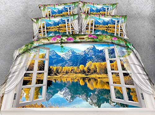 N/S Impreso Funda nordica 220x260cm con 2 Fundas de Almohada 3 Piezas Vista al mar Paisaje 100% Poliéster Microfibra Muy Suave hipoalergénico