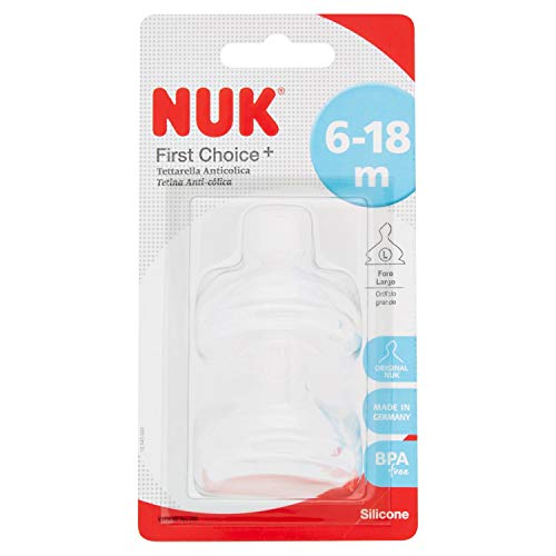 Nuk First Choice 10721277 Pezones, silicona, 6-18 Meses, 2 piezas, Blanco, L