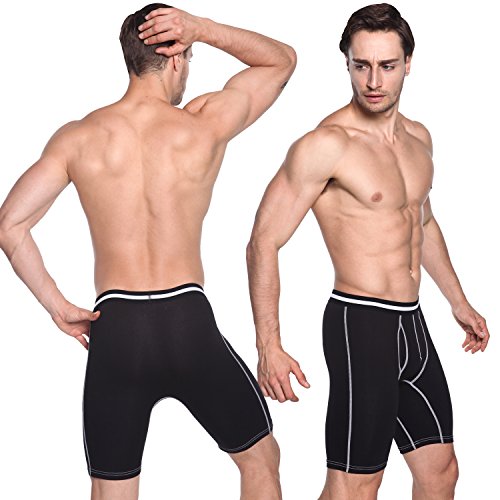 Nuofengkudu Hombre 4 Pack Larga Bóxers Ajustados Bulge Braguitas Calzoncillos Ropa Interior Suave Elástico Compresión Shorts Underwear Mutande Panty Hipster Nero/BLU/Grau/Rosso Chiaro Tamaño XXL