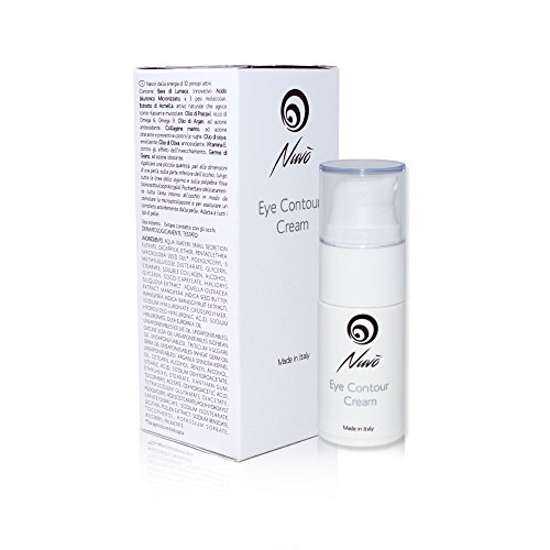 Nuvo' Baba De Caracol Crema Contorno De Ojos 15ml Ácido Hialurónico Anti-edad para ojeras, bolsas, patas de gallo nutritivo 100% Made in Italy