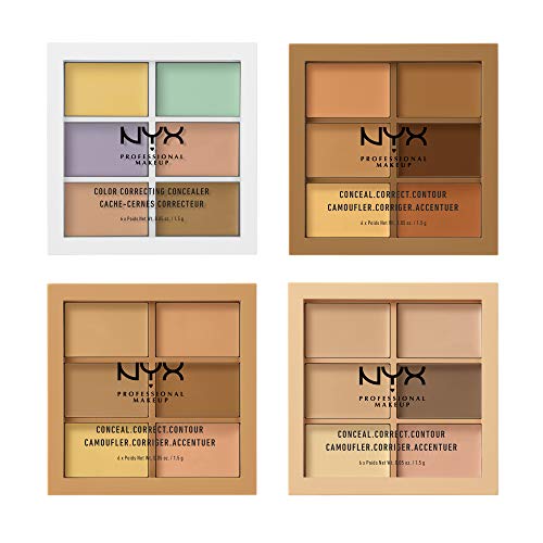 NYX Professional Makeup Paleta de correctores y contouring Conceal, Correct, Contour Palette, 6 sombras, Textura cremosa, Tono: Deep