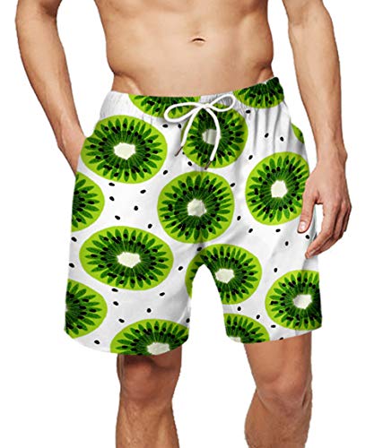 Ocean Plus Hombre Pantalones Cortos de Impresión en 3D Troncos de Secado Rápido Frutas Verano Bañadores Cortos con Cordón de Baño Bañadores Deportivos (M, Kiwis)