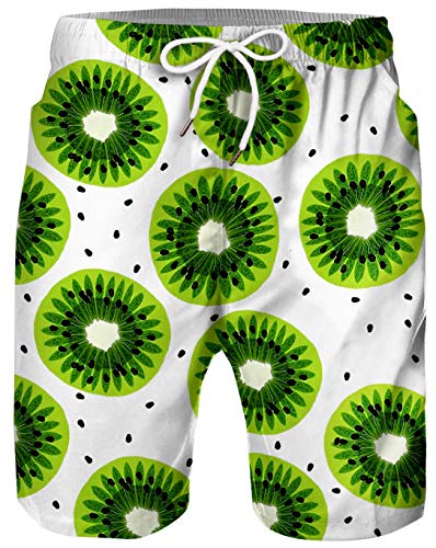 Ocean Plus Hombre Pantalones Cortos de Impresión en 3D Troncos de Secado Rápido Frutas Verano Bañadores Cortos con Cordón de Baño Bañadores Deportivos (M, Kiwis)