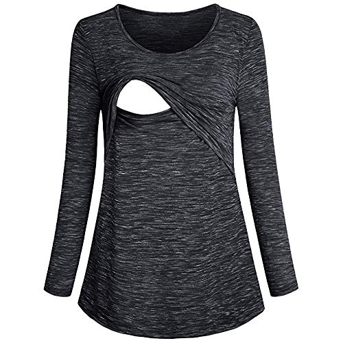 OHQ Camisetas Maternidad Mujeres De EnfermeríA Mangas Largas Casual Top Ropa De Lactancia Negro Blanco Gris Azul Rojo Blusa Sudadera