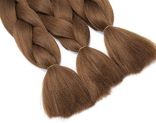 Ombre Trenzado pelo 3 paquetes Kanekalon Jumbo Trenzado extensiones de pelo sintético resistente al calor Premium Jumbo Trenzas (ombre marrón claro)