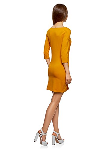 oodji Ultra Mujer Vestido de Punto Básico, Naranja, ES 38 / S