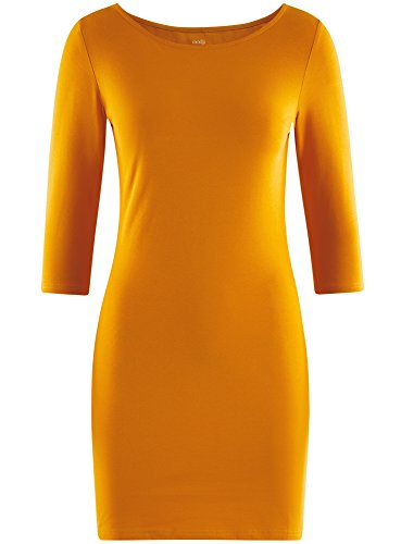 oodji Ultra Mujer Vestido de Punto Básico, Naranja, ES 38 / S