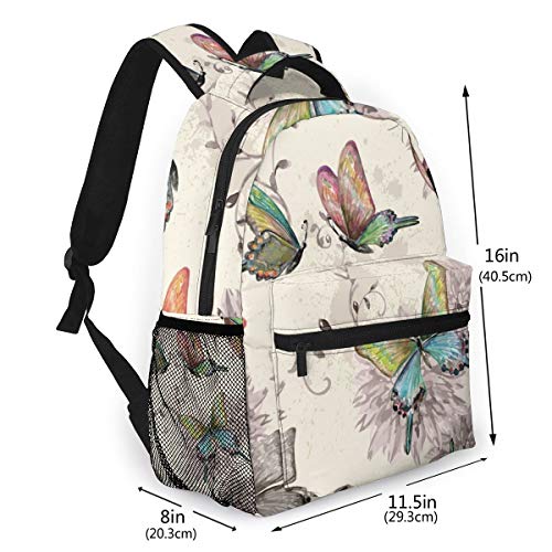 opi 90iuop Mochila Liviana para la Escuela, Dinosaurios con Hojas de Palma Mochilas Escolares Mochila para computadora portátil Viaje Informal para niños y niñas jóvenes