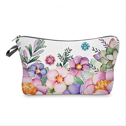 Organizador cosmético Bolsa Maquillaje Flores Impresión 3D Bolsa cosmética Moda Mujer Marca Maquillaje Bolsa cebra