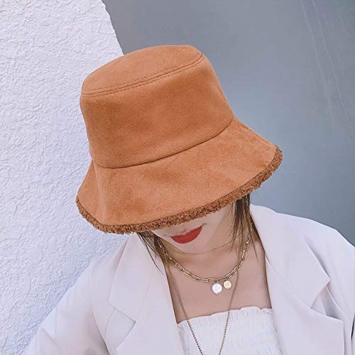 Otoño E Invierno Femenino Japonés Simple Color Puro Sombrero De Pescador Tendencia Casual Lana De Cordero Cálido Estudiante Sombreros De Cubo Sombreros De Panamá Rosaenvío Gratis