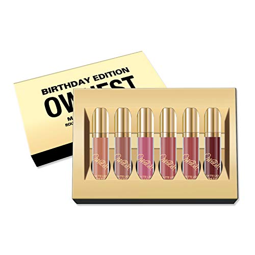 Ownest 6 Colores Mate Lápiz Labial Líquido Lápiz Labial Brillo Impermeable Larga duración LipStick Taza Antiadherente Hidratante Lápiz Labial Líquido