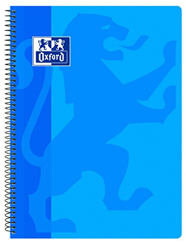 Oxford Classic - Cuaderno espiral, tapa plástico, cuadrícula 4x4, color azul turquesa