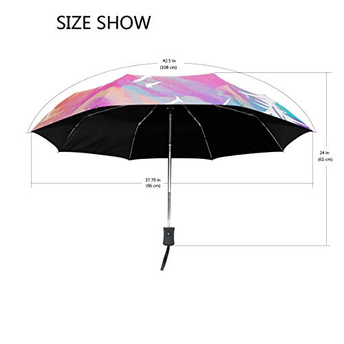 Palm Umbrella Mujeres Niña Hombres Automático Abierto Cerrar Pequeños Totes Lluvia Domingo Señoras 3 Plegable