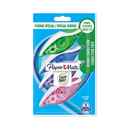 Paper Mate Dryline Cinta de corrección, 5 mm x 8.5 m, 4 unidades