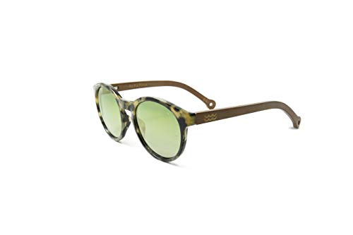 Parafina - Gafas de Sol Polarizadas para Hombre y Mujer - Gafas de Sol Redondas Anti-reflejantes Tortoise - Lentes Verdes