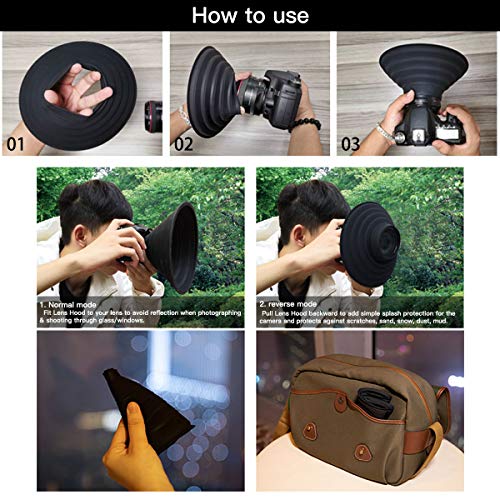 Parasol Antirreflectante para cámara, Parasol de Objetivo de Fotos y vídeos Lente, Ultimate Anti-Vidrio Parasol Cubierta Antirreflejos Silicona de Objetivo Fotográfica para cámara