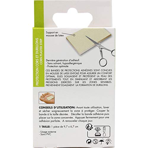 Parches Compresa hipoalergénica para callos en los pies y durillons banda de cortar 9,7 x 6,7 cm