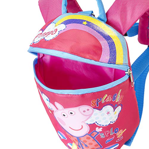 Peppa Pig Mochila Con Riendas | Mini Mochila Rosa Con Arnés De Seguridad Desmontable | Mochila Pequeña Con Rienda Para Preescolar, Guardería, Niños, Niños Pequeños | Bolsa Para Niños Con Correa