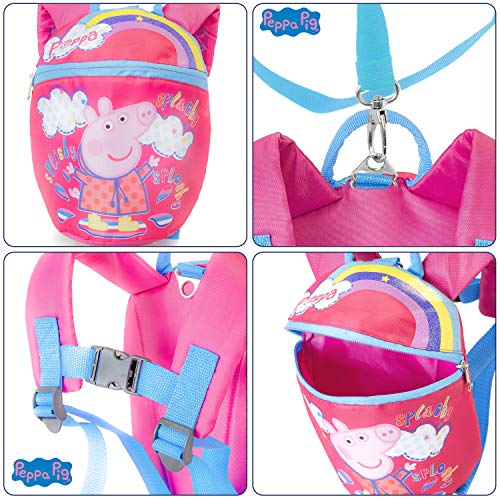 Peppa Pig Mochila Con Riendas | Mini Mochila Rosa Con Arnés De Seguridad Desmontable | Mochila Pequeña Con Rienda Para Preescolar, Guardería, Niños, Niños Pequeños | Bolsa Para Niños Con Correa