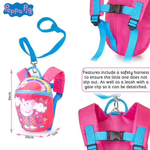 Peppa Pig Mochila Con Riendas | Mini Mochila Rosa Con Arnés De Seguridad Desmontable | Mochila Pequeña Con Rienda Para Preescolar, Guardería, Niños, Niños Pequeños | Bolsa Para Niños Con Correa