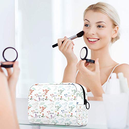 Personalizado Maquillaje Cepillos Bolsa Portátil Bolsas de tocador para las Mujeres Bolso Cosmético Viaje Organizador Hoja Coreano