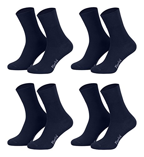 Piarini - 8 pares de calcetines unisex - Sin elástico - Caña cómoda - Azul marino - 47-50