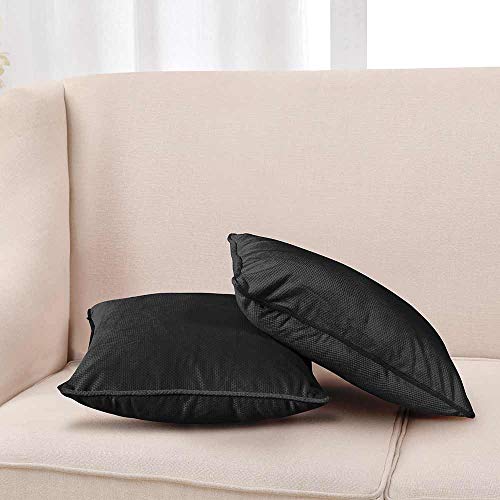 PimpamTex – Pack de 2 Fundas de Cojín Decorativo Terciopelo Suave, Cuadrado 45x45 cm, Funda de Almohada para Cama, Sofá, Silla o Dormitorio, Modelo Málaga – (45x45 cm, Negro)