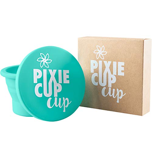 Pixie Copa de silicona plegable para esterilización menstruales Copas y Almacenamiento de su diva Copa plegable para viajes Teal