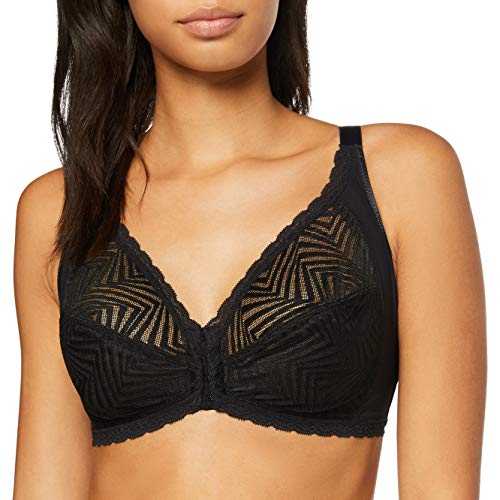 Playtex Soutien-Gorge Emboitant Sans Armature Ideal Posture Sujetador sin Aros, Negro (Noir 001), 90D para Mujer