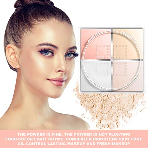 Polvos Sueltos, Finishing Powder, Maquillaje en polvo, corrector de base ligera de control de aceite mate cosmético cuatro cuadros, 12g