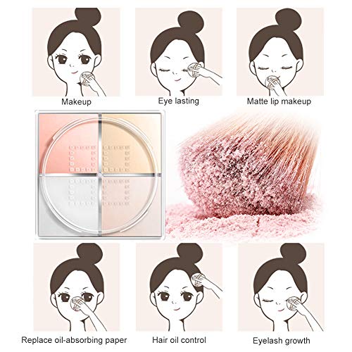 Polvos Sueltos, Finishing Powder, Maquillaje en polvo, corrector de base ligera de control de aceite mate cosmético cuatro cuadros, 12g