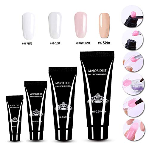 Poly gel nails kit,Anself 15ml Nail Poly Gel de Construcción Rápida Gel UV Espátula Extensión del cepillo Puntas falsas Set