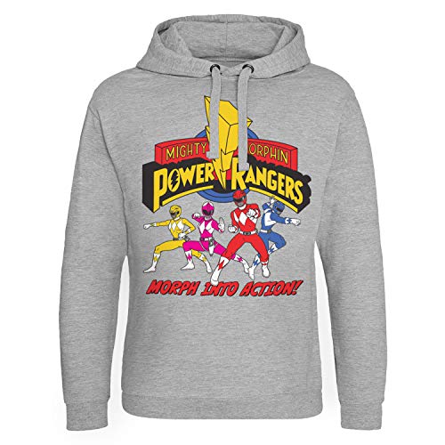 Power Rangers Licenciado Oficialmente Morph Into Action Epic Sudaderas con Capucha (Gris Claro), XL