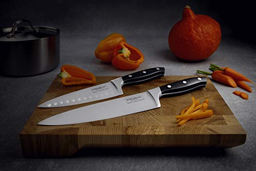 Probus cook's knife set, large & small premium kitchen knife, hand sharpened stainless steel universal knife for cutting and chopping, non-slip handle (blades: 20 cm/15 cm), quantity: 1 x set of 2