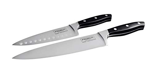 Probus cook's knife set, large & small premium kitchen knife, hand sharpened stainless steel universal knife for cutting and chopping, non-slip handle (blades: 20 cm/15 cm), quantity: 1 x set of 2