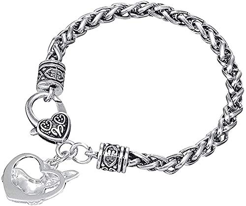 Pulsera Collar Perro Chihuahua Corazón Pulseras con dijes para mujer Botón de cierre de langosta 200Mm Cadena de ajuste Amantes de los animales Joyería Hombre Mujer Pulsera Brazalete Hermana Regalo