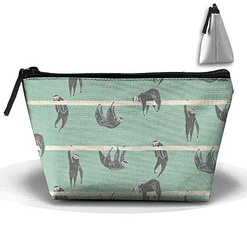 Pura Vida Hanging Around Sloth Fern Zipper Closure Pouch Travel Multi-Functional Cosmetic Bags