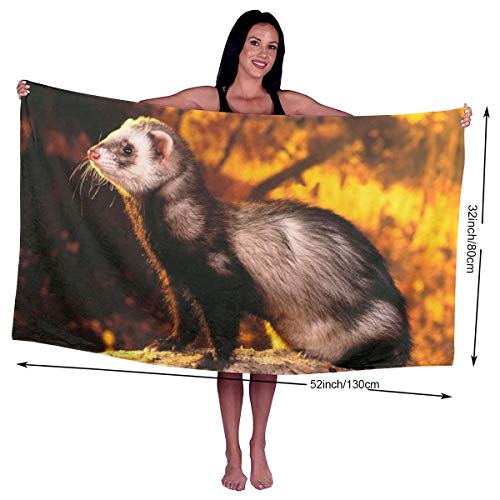 Pureny Polecat_Mongoose_Nature_Opinion_Hunting_x Bath Towel Wrap Microfiber Soft Bath Sheets Beach Towel for Men Women,80x130 cm