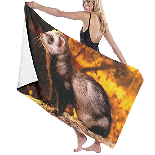 Pureny Polecat_Mongoose_Nature_Opinion_Hunting_x Bath Towel Wrap Microfiber Soft Bath Sheets Beach Towel for Men Women,80x130 cm