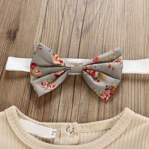 puseky Baby Girls Ruffle Romper Tops Bowknot Floral Bloomer Shorts Conjunto de Trajes de Diadema