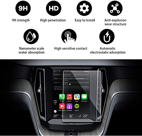 QOHFLD Para Volvo XC60 Sensus 2018 2019, Protector de Pantalla de navegación de Coche de Vidrio Templado Transparente de 8,7 Pulgadas Protector de película de Pantalla táctil LCD