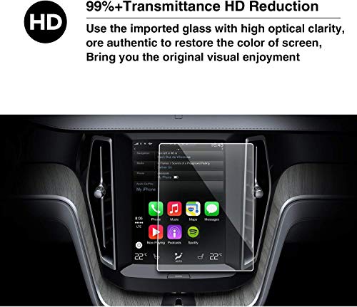 QOHFLD Para Volvo XC60 Sensus 2018 2019, Protector de Pantalla de navegación de Coche de Vidrio Templado Transparente de 8,7 Pulgadas Protector de película de Pantalla táctil LCD