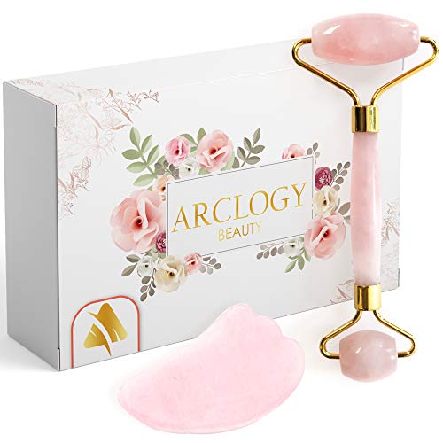 Quartz Jade Roll, Gua Sha Jade Roller Masajeador auténtico, Masaje facial antienvejecedor con rodillo natural, Antiarrugas Antienvejecimiento para ojos, cara y cuello, Masaje con piedras faciales