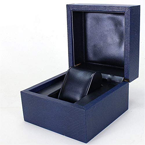 QuRRong Caja de Almacenamiento de Reloj del Caso de exhibición de 1 Single PU del Reloj del Reloj del Cuero Caja de Almacenamiento para Hombres o Mujeres (Color : Blue, Size : 11.5X11.5X8.5CM)