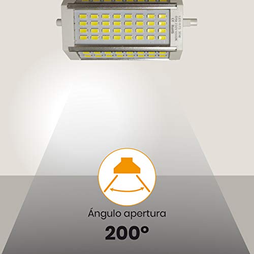 R7s LED 118mm 30w Led Regulable. Color Blanco Cálido (3000K). 3000 Lumenes. Sin ventilador. A++