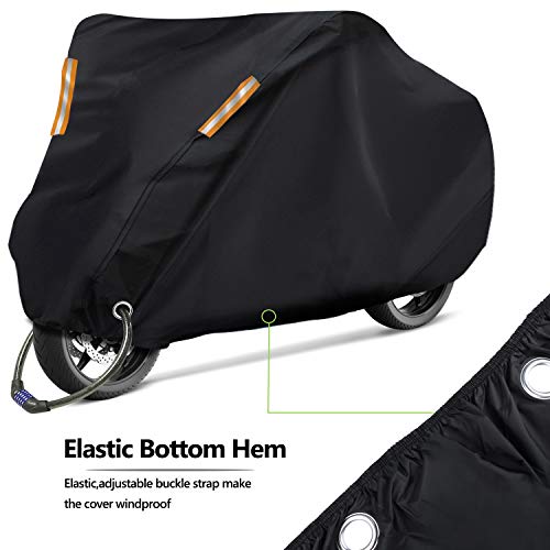 RATEL Funda para Moto, Cubierta de la motocicleta, Funda de moto de tela Oxford 210D renovada, impermeable y resistente al viento: antipolvo y antirrobo con una bolsa de almacenamiento (265*125*105cm)