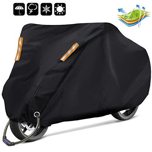 RATEL Funda para Moto, Cubierta de la motocicleta, Funda de moto de tela Oxford 210D renovada, impermeable y resistente al viento: antipolvo y antirrobo con una bolsa de almacenamiento (265*125*105cm)